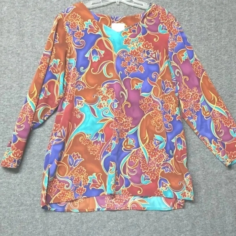 Maggie Sweet Floral Tunic Top Made In USA Plus Size. See Description.
